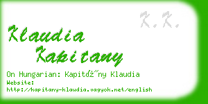 klaudia kapitany business card